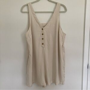 Cream Sleeveless Button-Down Top